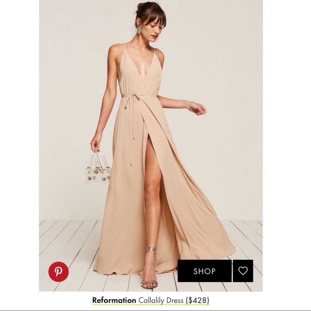 Reformation Callalily Champagne Bridesmaid Dress